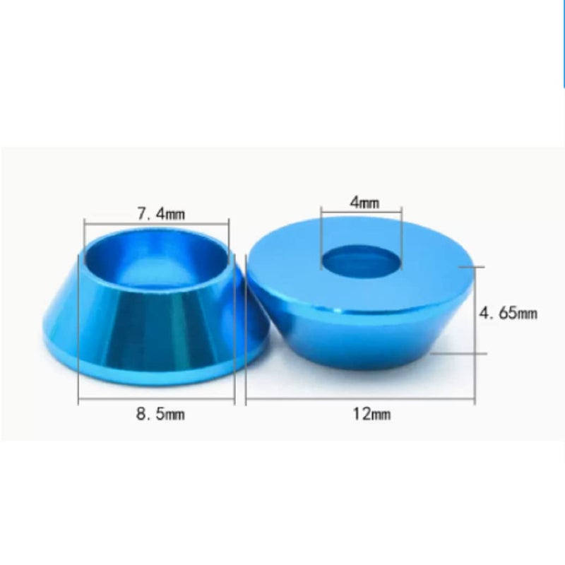Alextend 50pcs M4 Cone Cup Washers Anodized Aluminum Alloy Screw Gasket Countersunk Washers (Blue) - Image 2